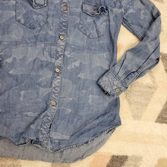 Rails camo tencel denim chambray long sleeve button down shirt xs - Picture 4 of 6